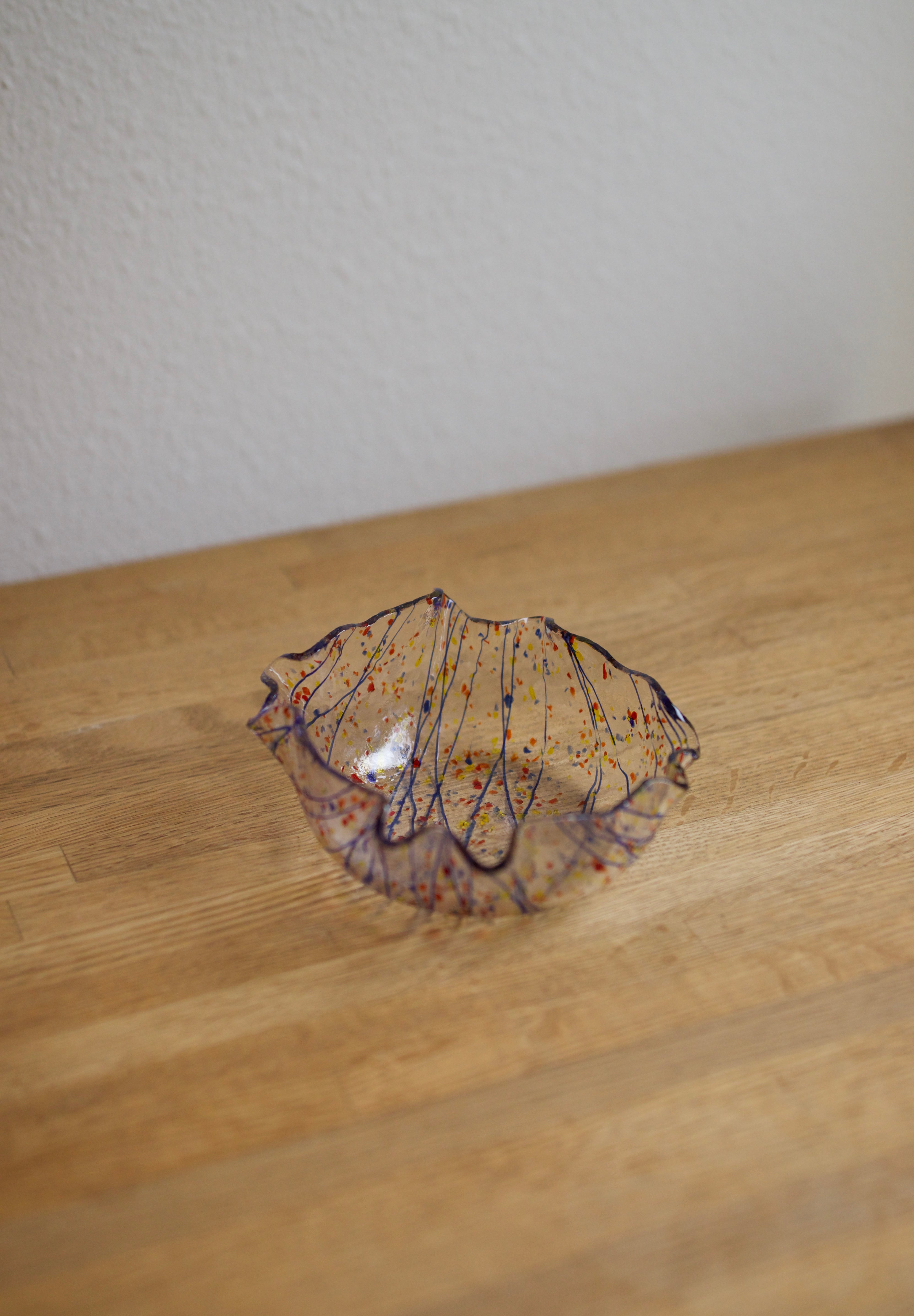 Handcrafted Confetti Art Glass Dish