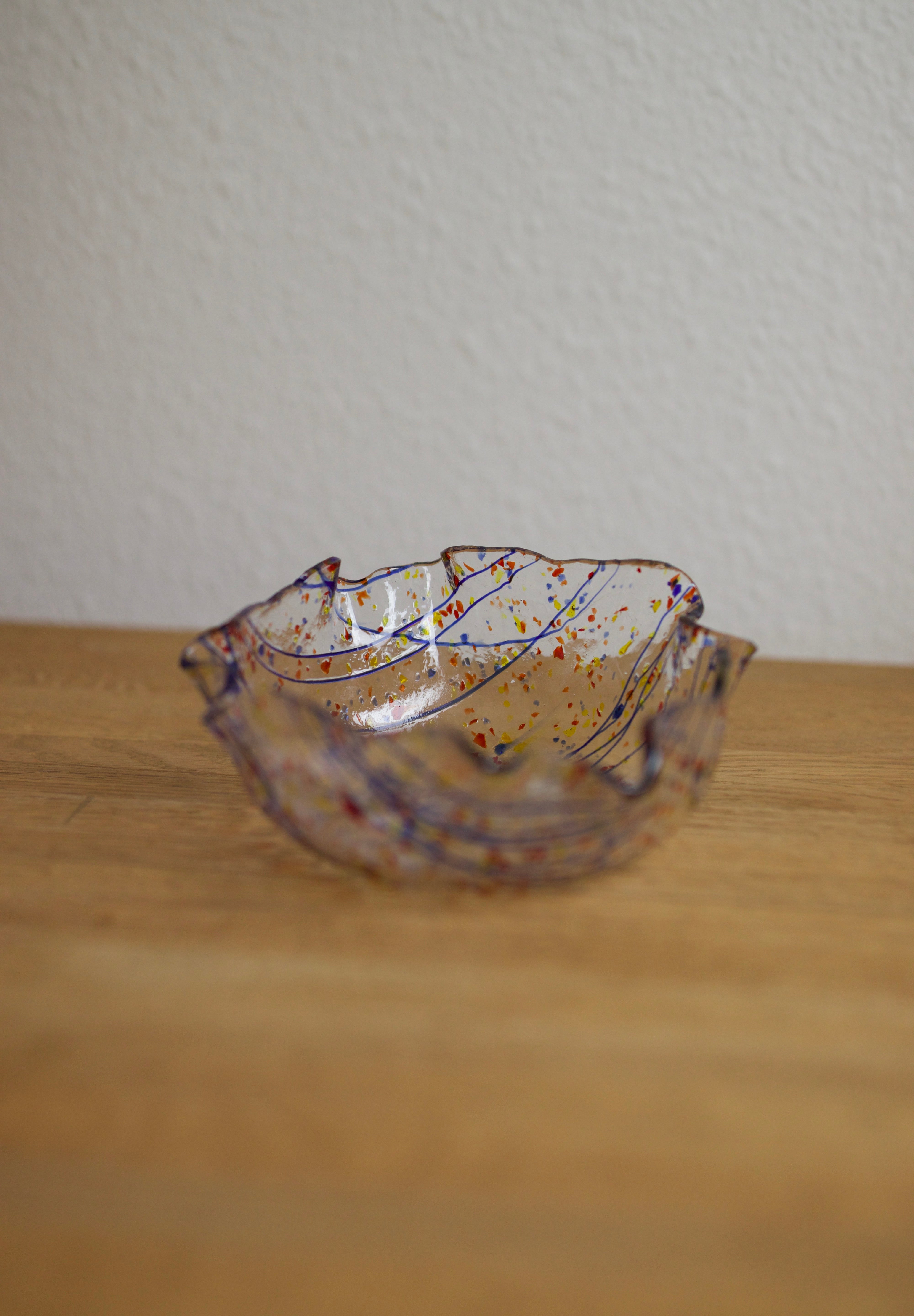 Handcrafted Confetti Art Glass Dish