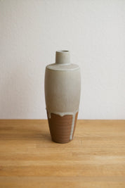 Studio Pottery Vase with White Drip Glaze