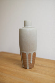 Studio Pottery Vase with White Drip Glaze