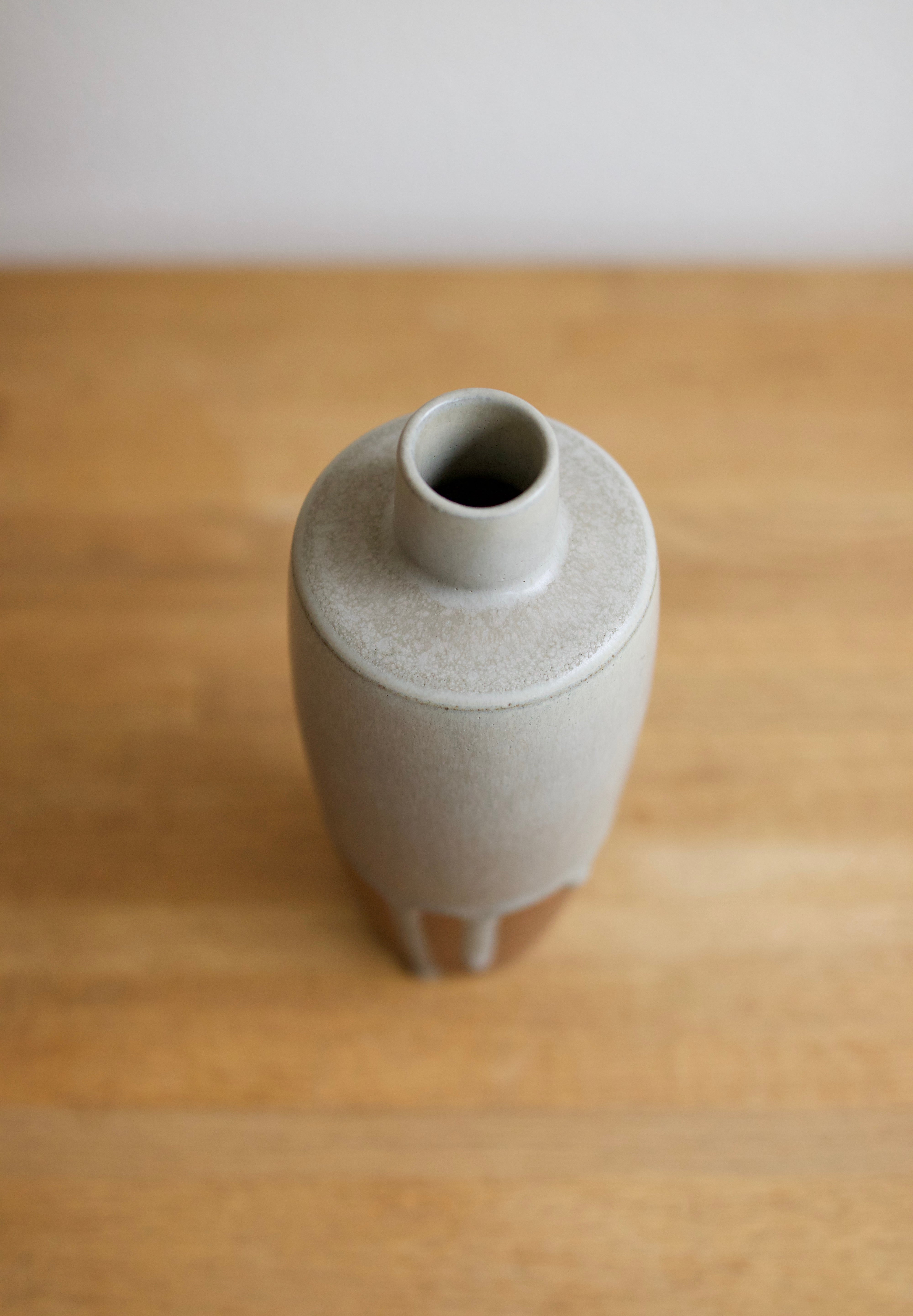Studio Pottery Vase with White Drip Glaze