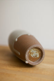 Studio Pottery Vase with White Drip Glaze